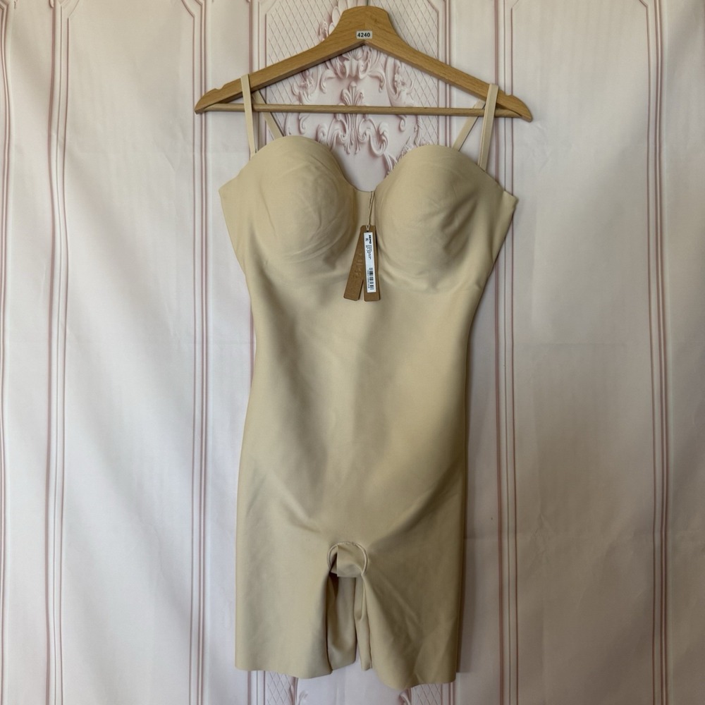 Skims Body Zoned Underwire Molded Mid Thigh Bodysuit Sand Size L NWT $138